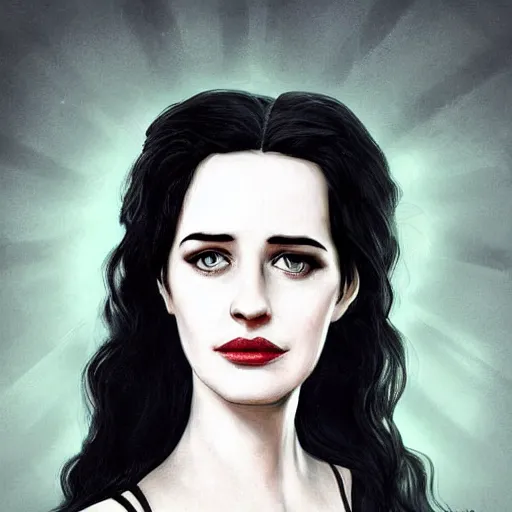 Prompt: portrait of a young eva green as yennefer from the witcher