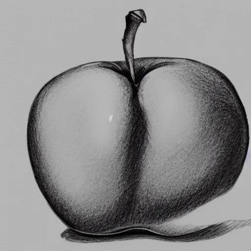 Image similar to a hyperrealistic perfect academical professional digital ink pen sketch of an apple