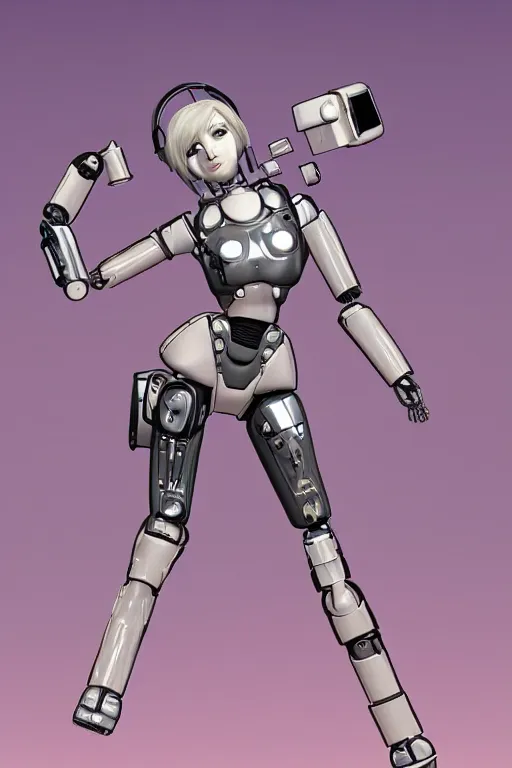 Image similar to dreamy female mechanical android posing like an instagram thot