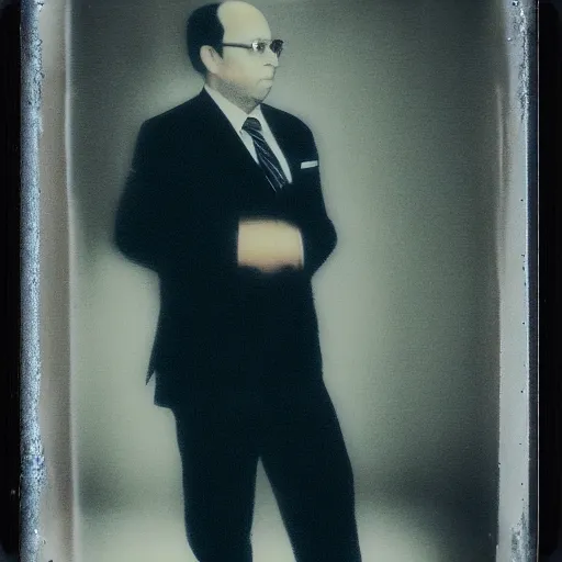 Image similar to Portrait of George Costanza in a suit, ethereal, polaroid, by Iwai Shunji