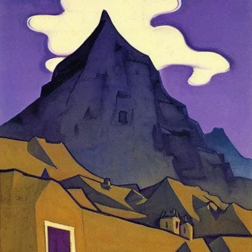 Image similar to A castle in the mountains by Nicholas Roerich