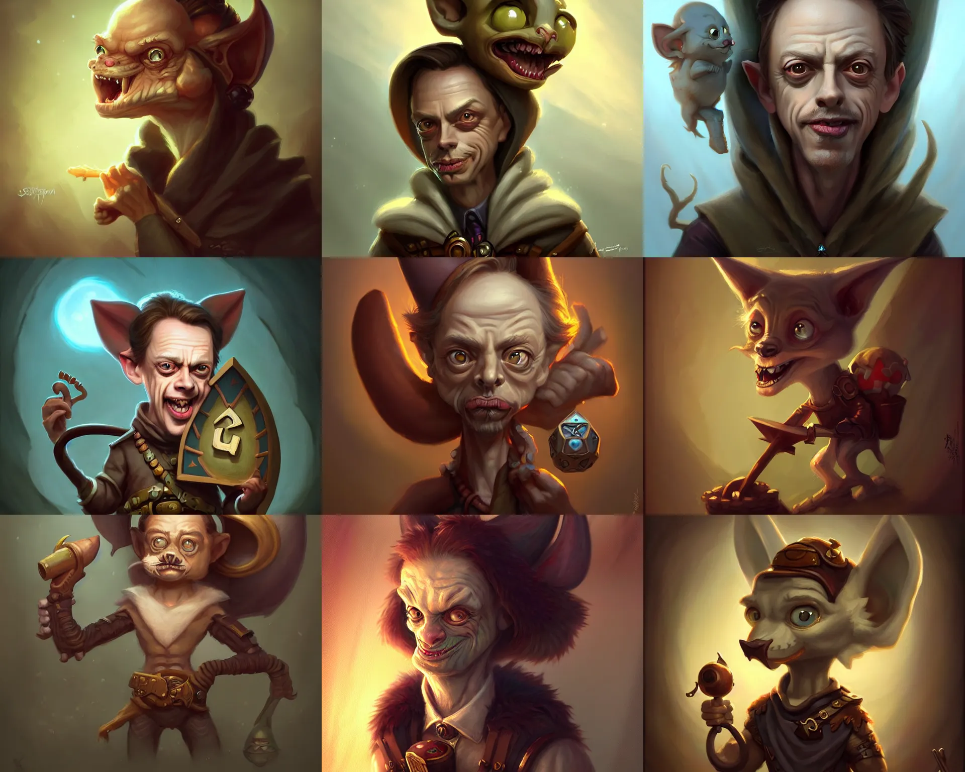 Prompt: cute little anthropomorphic steve buscemi cute and adorable, pretty, beautiful, dnd character art portrait, matte fantasy painting, deviantart artstation, by jason felix by steve argyle by tyler jacobson by peter mohrbacher, cinema