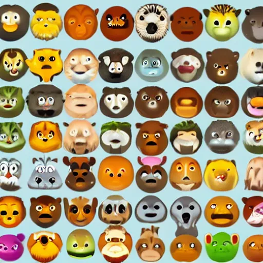 Prompt: funny jungle animals emoji collection