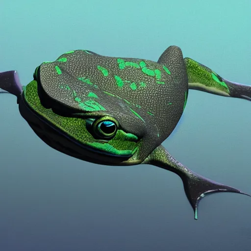 Prompt: hybrid of frog whale, vray