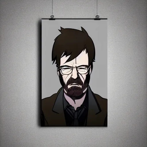 Image similar to walter white anime poster art, 4 k