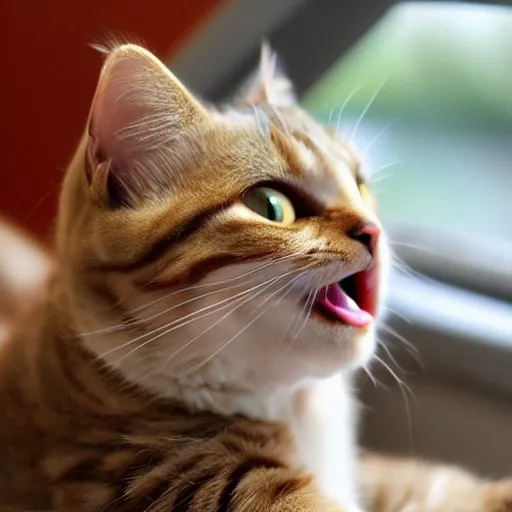 Image similar to cat laughing at hilarious joke