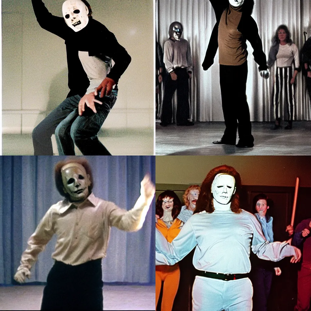 Prompt: michael myers dancing like the bee gees