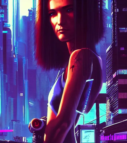 Image similar to a portrait of a cyberpunk person, Night City, cyberpunk 2077, very very coherent painting, 1979 OMNI Magazine Cover, street level neo-Tokyo in Cyberpunk 2077 style by Vincent Di Fate by mark arian by artgerm, 4k, 8k, HD, trending on artstation