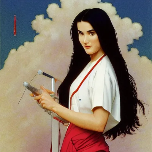 Prompt: Young Demi Moore as Nurse from Everlasting summer, highly detailed, digital painting, artstation, concept art, smooth, sharp focus, illustration, ArtStation, art by artgerm and greg rutkowski and alphonse mucha and J. C. Leyendecker and Edmund Blair Leighton and Katsuhiro Otomo and Geof Darrow and Phil hale and Ashley wood and Ilya repin and Charlie Bowater