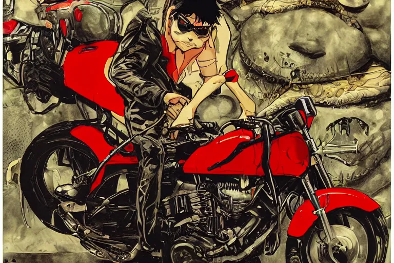 Prompt: 'pizza the hut', akira's motorcycle, gorillaz, poster, high quality