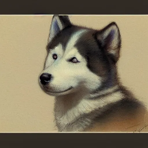 Prompt: ( ( ( ( ( 1 9 5 0 s cute chibi husky dog. muted colors. ) ) ) ) ) by jean - baptiste monge!!!!!!!!!!!!!!!!!!!!!!!!!!!