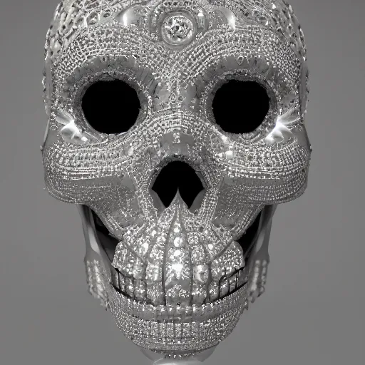 Image similar to an elegant diamond decorated skull, 8 k, cinematic lighting, soft render, symmetrical, insanely detailed, crisp, clarity, otherworldly, realistic, 8 k texture, hd, post processed, cleanup, photoshop