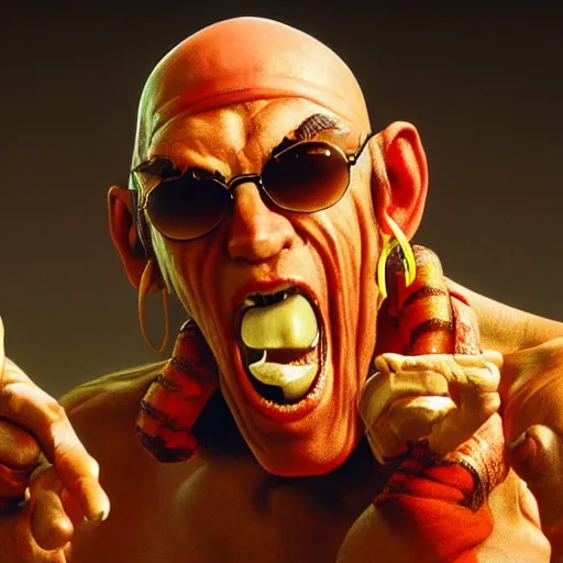 Prompt: hunter s. thompson as dhalsim street fighter, ultra realistic, concept art, intricate details, highly detailed, photorealistic, octane render, 8 k, unreal engine, art by frank frazetta, simon bisley, brom