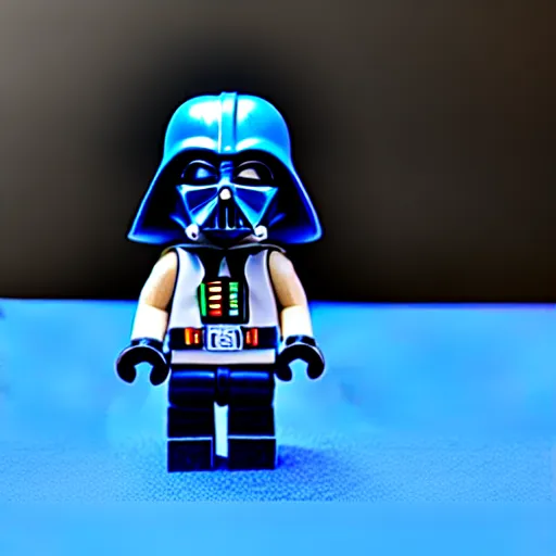 Image similar to darth vader wearing a blue crown , toy , mini figure , 4k , HD