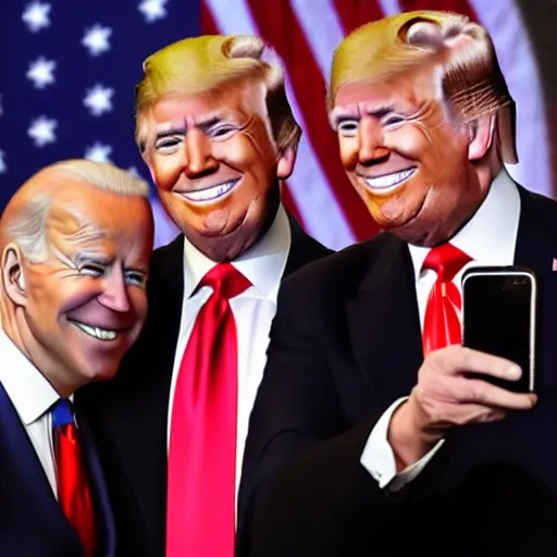 Image similar to joe biden and donald trump taking selfies