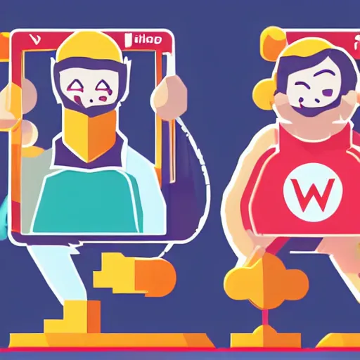 Prompt: twilio personified meeting google personified, game concept design