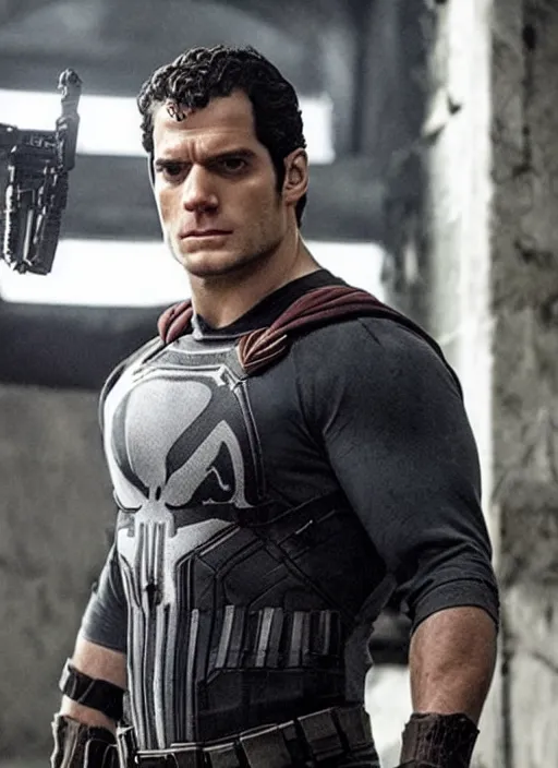 Prompt: Henry Cavill as The Punisher