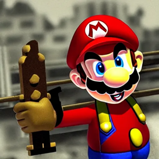 Image similar to super mario in wwii warfare