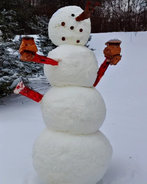 Prompt: snowman made of meat