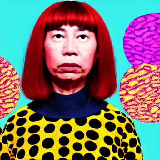 Prompt: a yayoi kusama 2 0 2 2 portrait of a girl, colorfull, 4 k, vogue