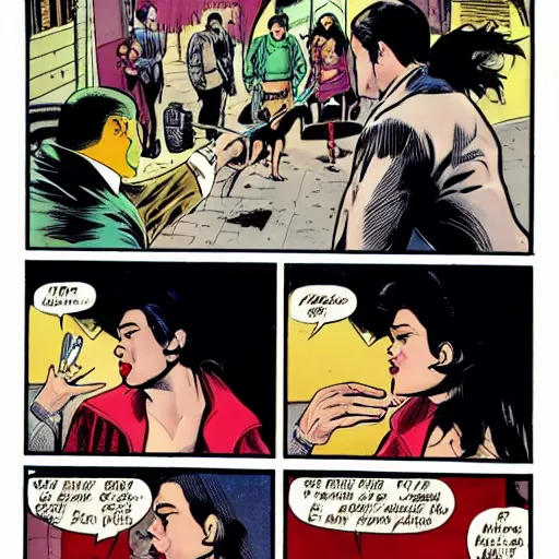 Image similar to a comicbook pane of Selma Hayek hunting vampires in Tijuana, silver age of comics