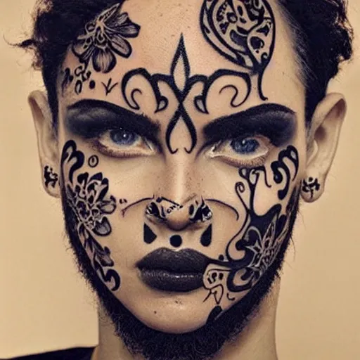 Image similar to face tattoo ideas, timeless, trap