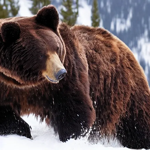 Prompt: oprah caught in a bear trap in yellowstone park