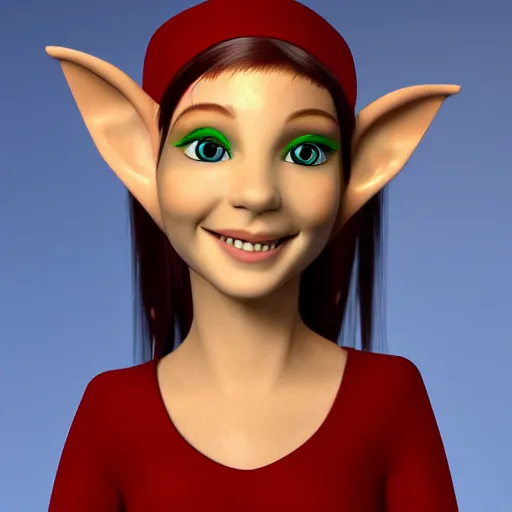 Image similar to photorealistic, beautiful smiling elf girl