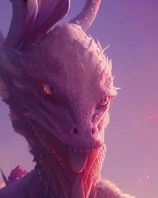 Image similar to highly detailed vfx portrait of a dragon, stephen bliss, unreal engine, greg rutkowski, loish, rhads, beeple, makoto shinkai and lois van baarle, ilya kuvshinov, rossdraws, tom bagshaw, alphonse mucha, global illumination, detailed and intricate environment