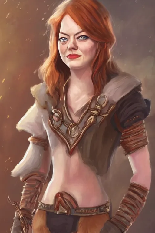 Prompt: emma stone portrait as a dnd character fantasy art.