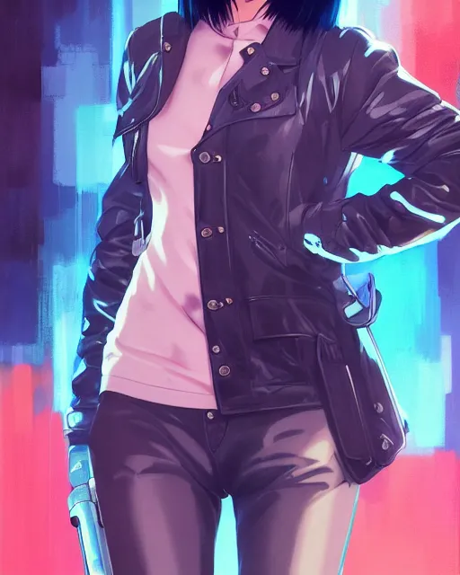 Prompt: ! dream police officer girl very very anime!!! fine face, audrey plaza, realistic shaded perfect face, fine details. anime. realistic shaded lighting cyberpunk futuristic neon tattoos styled hair reflective puffy sheen film jacket decorated poster by ilya kuvshinov katsuhiro otomo ghost in the shell magali villeneuve artgerm jeremy lipkin michael garmash rob rey