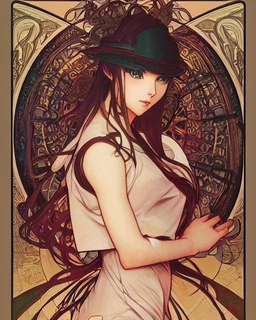Image similar to intricate, epic composition, masterpiece, bold complimentary colors, by artgerm, range murata, alphonse mucha