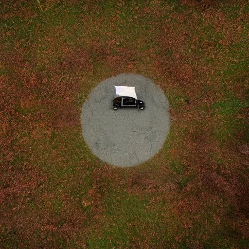 Image similar to shot from drone, real life, summoning, ritual, by greg rutkowksi