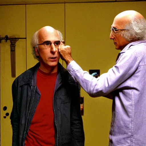 Prompt: larry david encounters the xenomorph