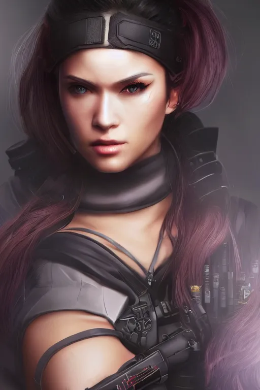 Image similar to heroine, beautiful, cyberpunk female Ninja,ultra detailed, digital art, 8k ,character ,realistic, portrait, hyperrealistic