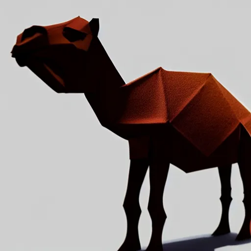 Prompt: origami of a camel, computer render, unreal engine, minimalistic