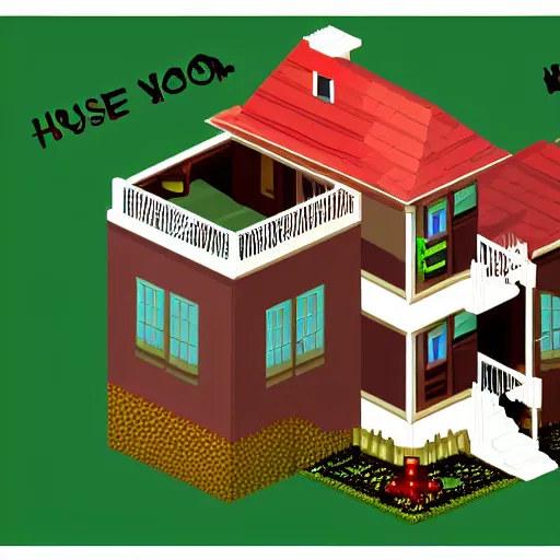 Image similar to House from the movie psycho with motel, pixelart, isometric, sega