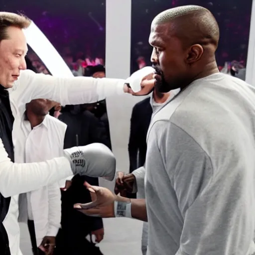 Image similar to elon musk punching kanye west in the face