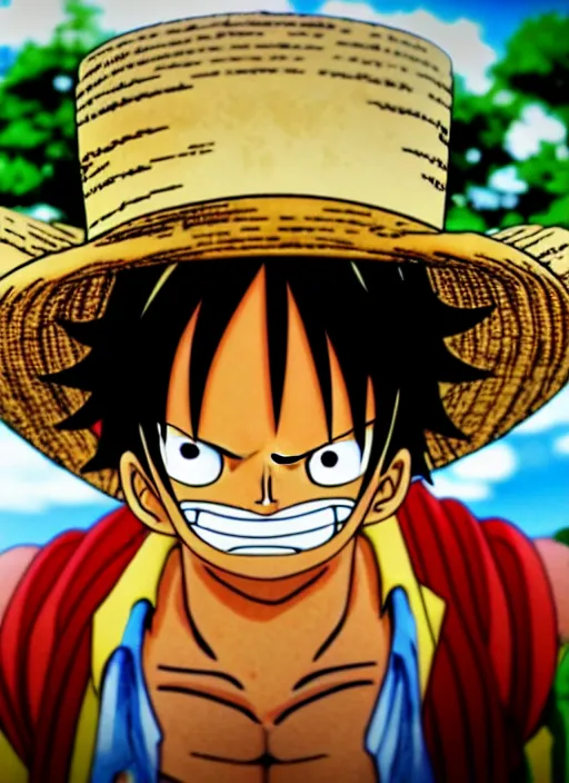 Image similar to photograph of a luffy face, depth of field, focus,