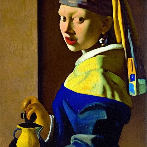 Prompt: vermeer\'s milkmaid reimagined by salvadore dali