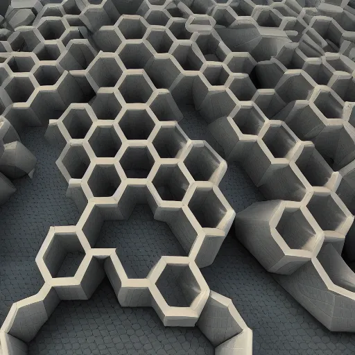 Prompt: biomimicry geometrical hexagon city, octane render, artstation.
