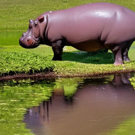 Prompt: A high quality photo of a hippo in a pond, 4k, detailed, focus on the hippo
