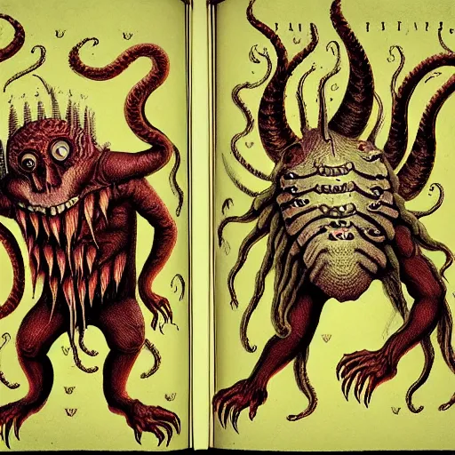 Image similar to bizarre bestiary of repressed unconscious emotional monsters and creatures