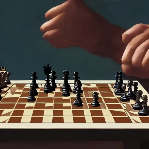 Image similar to a still of queens gambit ( 2 0 2 0 ) chess, matt painting