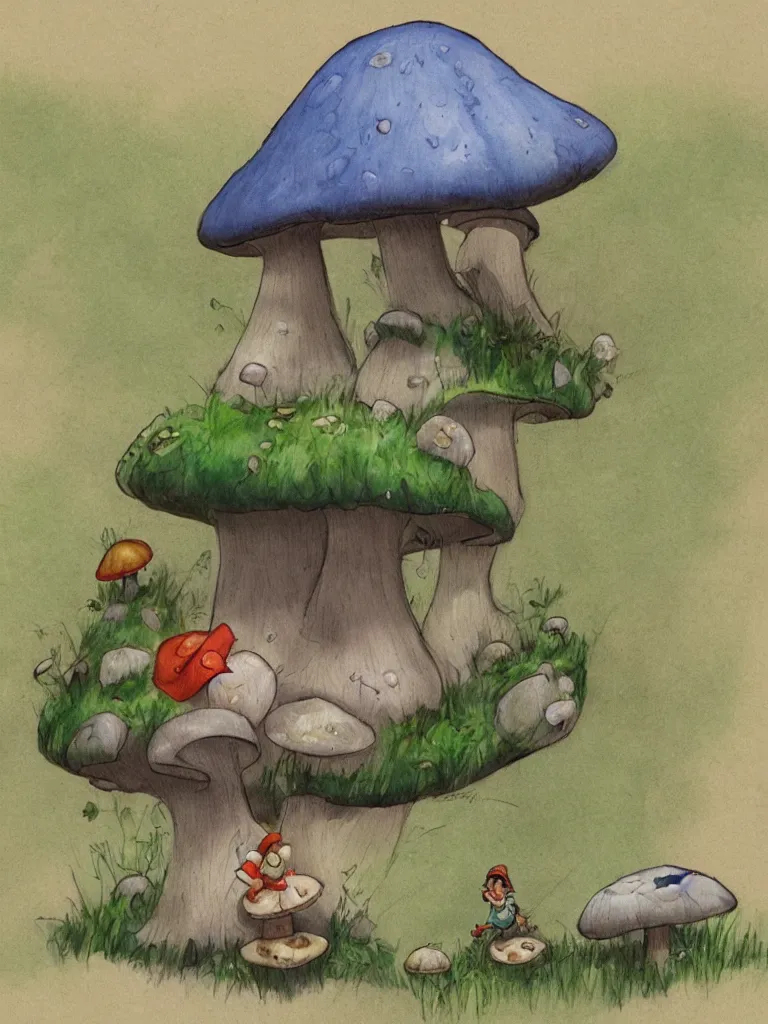 Image similar to sitting on a mushroom by disney concept artists, blunt borders, rule of thirds!