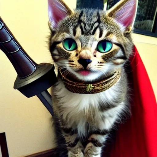 Image similar to a feline thor