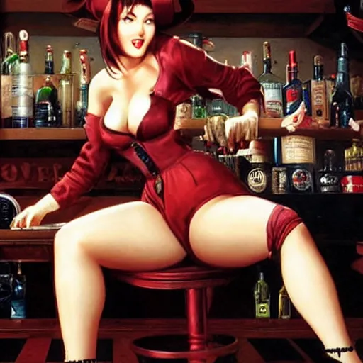 Image similar to tifa lockheart in her bar by gil elvgren