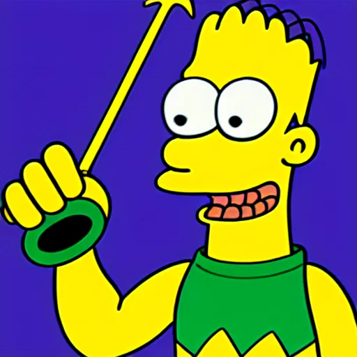 Prompt: aquaman as a simpson, by matt groening, digital art