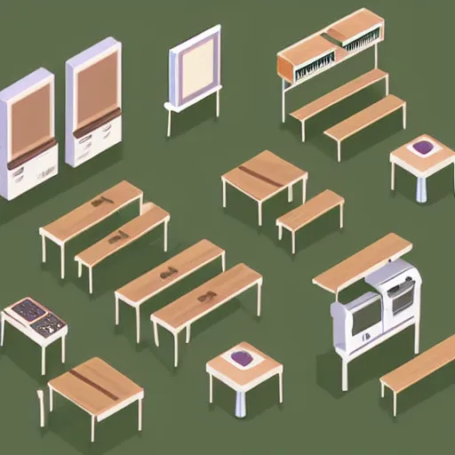 Prompt: isometric cartoon of funky recreational cannabis cafe area, coffee machine, aluminum sheen, wooden furniture, people drinking coffee and smoking cannabis, only 2 tables chairs, 4 cannabis pots, by benoit mandelbrot, low poly cute minimal interior design concept art illustrated by anni albers