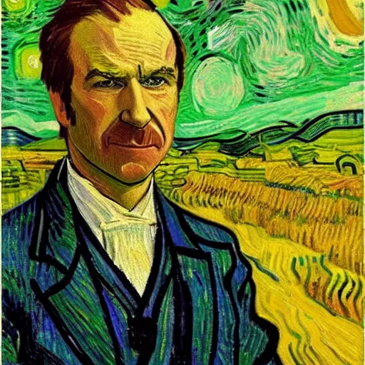 Prompt: Saul Goodman in the style of Vincent Van Gogh